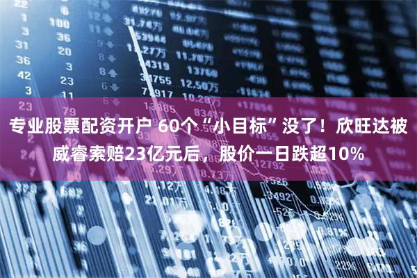 专业股票配资开户 60个“小目标”没了！欣旺达被威睿索赔23亿元后，股价一日跌超10%