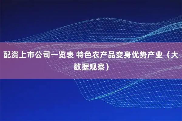 配资上市公司一览表 特色农产品变身优势产业（大数据观察）